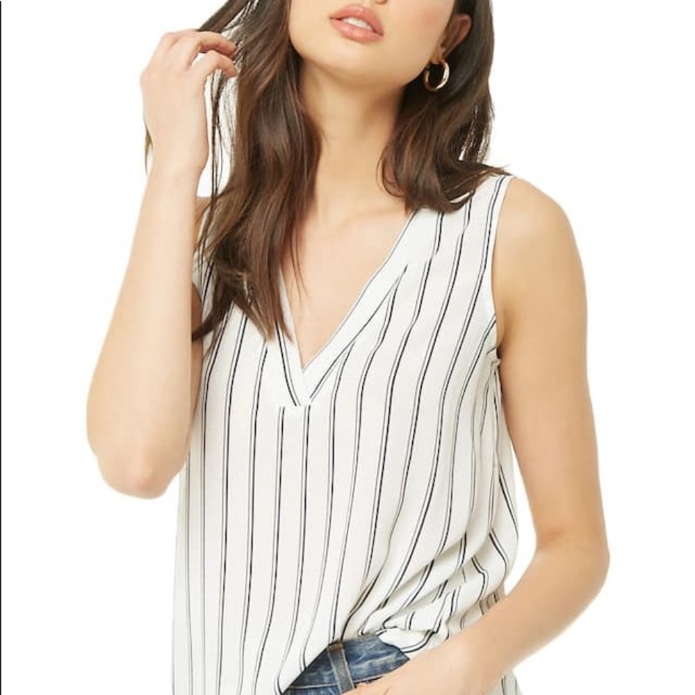Striped V- Neck Top